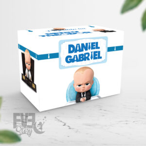 Cutie pentru plicuri de bani botez cu personajul Boss Baby, personalizata cu nume, data si mesaj