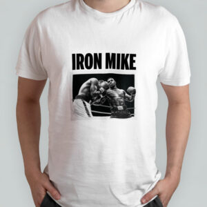 Tricou alb pentru barbati cu imprimeu cu Mike Tyson