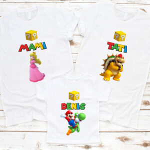 Set 3 tricouri Super Mario, culoare albă, model 1