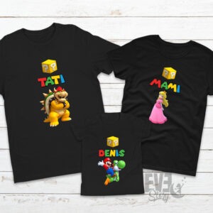 Set tricouri Super Mario, culoare neagră