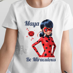 Tricou Buburuza Ladybug Miraculous personalizat cu numele copilului
