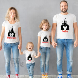 Set tricouri familie Mickey Mouse, culoare alba