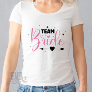 Tricou Team Bride, culoare alba, cu imprimeu Bride cu stelute