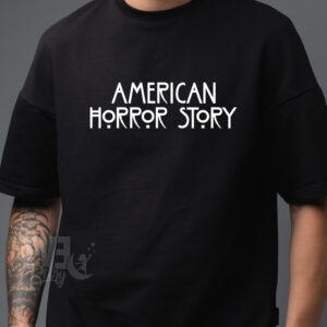 Tricou culoare neagra, pentru barbati si femei, cu tematica American Horror Story