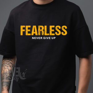 Tricou Fearless Never Give Up, negru