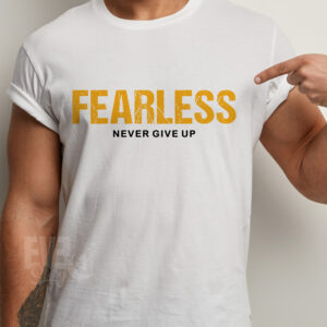 Tricou Fearless Never Give Up, alb