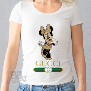 Tricou Gucci dama, culoare alba, cu personajul Minnie Mouse
