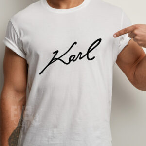 Tricou Karl Lagerfeld Signature culoare alba
