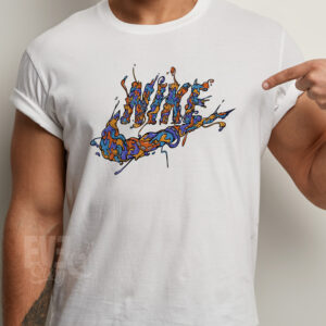 Tricouri Nike pentru barbati sau dame, culoare alba, maneca scurta, cu imprimeu colorat Nike