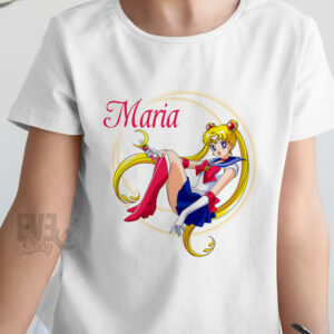 Tricou Sailor Moon personalizat cu nume, culoare alba