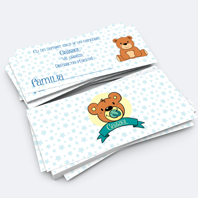 Plic De Bani Ursulet Plicuri de bani pentru botez cu tematica Ursulet cu suzeta, personalizat cu text