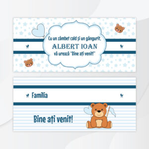 Plicuri de bani pentru botez cu tematica Ursulet, personalizate cu textul dorit