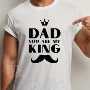 Tricou alb pentru barbati, cu imprimeu Dad You Are My King, un cadou perfect pentru tati
