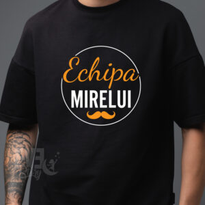 Tricou negru cu imprimeu Echipa Mirelui pentru petrecerea burlacilor