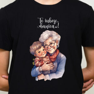 Tricou pentru bunica, cadou din partea nepotului, culoare neagra