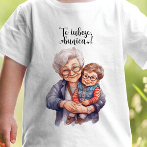 Tricou cadou pentru bunica, culoare alba, personalizat cu mesaj