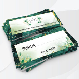 Plicuri de bani pentru nunta cu fundal marmura verde si infiltratii aurii, personalizate cu orice text