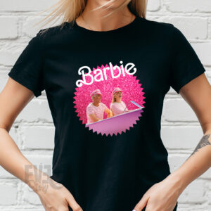 Tricou negru de dama cu imprimeu Barbie, personalizat cu nume