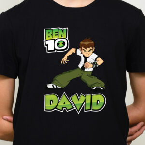 Tricou negru cu imprimeu Ben 10, personalizat cu nume