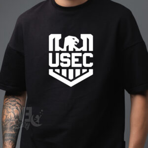 Tricou negru pentru adulti cu imprimeu logo "USEC" din jocul "Escape from Tarkov"