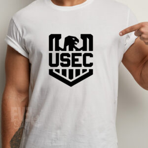 Tricou alb pentru adulti cu imprimeu logo "USEC" din jocul "Escape from Tarkov"