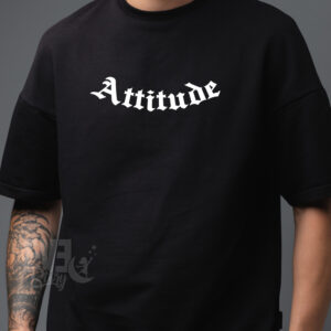 Tricou negru pentru dame sau barbati, cu imprimeu Attitude