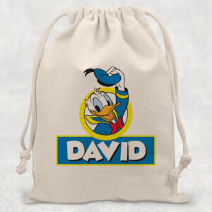 Saculet pentru gradinita personalizat cu nume, cu tematica Donald Duck