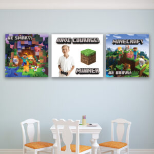 Multicanvas format din 3 tablouri pentru copii cu tematica Minecraft