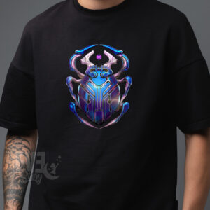Tricou negru pentru adulti cu imprimeu "Blue Beetle"