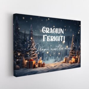Tablou canvas de Craciun personalizat cu mesaj, cadou de Craciun pentru Nasi, fini, bunici, familie.