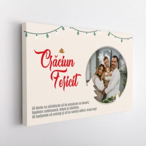 Tablou personalizat cu poză şi mesaj de Crăciun, din carton lucios, idee de cadou pentru nasi, fini, bunici etc.