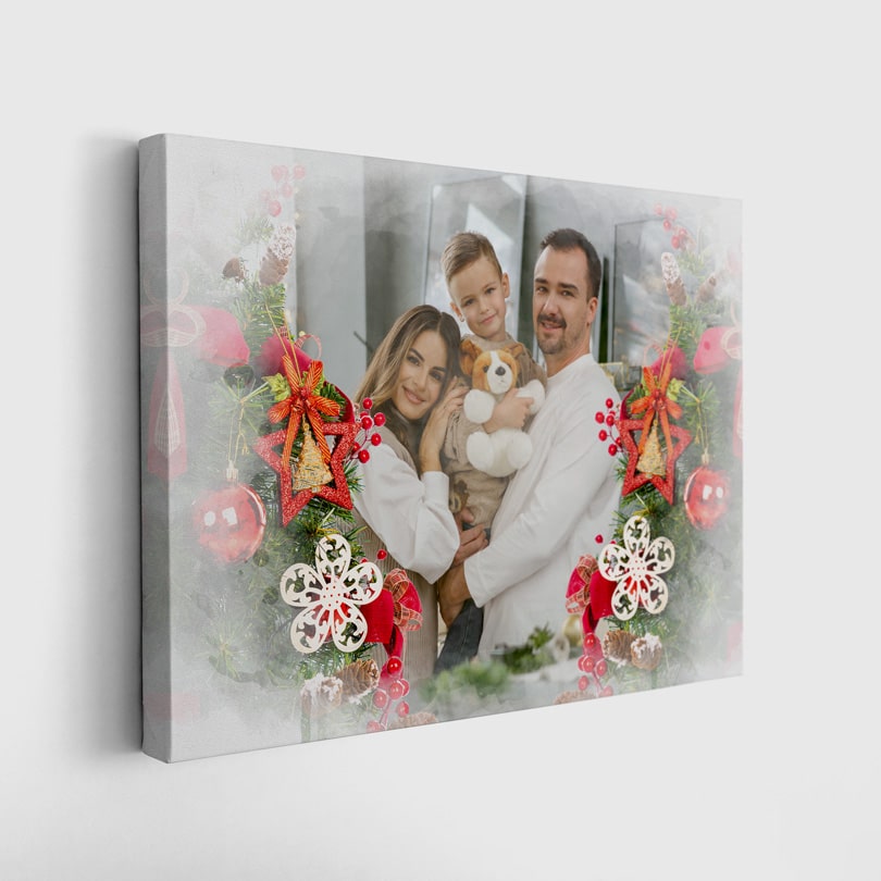 Tablou de Craciun cu poză, model cu brazi, cadou pentru nasi de Crăciun