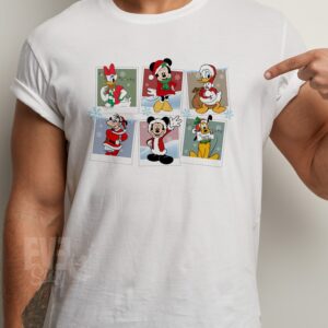 Tricou de Craciun cu tematica Disney, culoare alb, bumbac 100%, regulat fit, rezistent la spălări