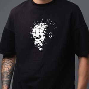 Tricou negru pentru adulti, Unisex, cu imprimeu Hellraiser Pinhead, tricou de Halloween rezistent la spalari, bumbac 100%