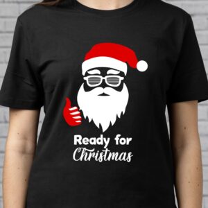 Tricou Santa Ready for Christmas, pentru femei, culoare negru, rezistent la spălări, bumbac 100%