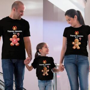 Tricouri Gingerbread Family Craciun personalizate, culoare negru, regular fit, bumbac 100%, print rezistent la spălări