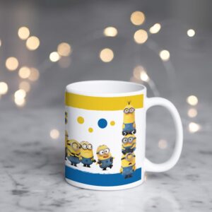 Cana cu Minioni personalizată cu nume, 350ml, ceramică, culoare galben cu albastru, cadou copii