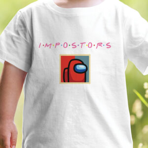 Tricouri Among Us Impostors pentru copii, rezistente la spălări, regular fit, bumbac 100%, culoare alb, Model 3