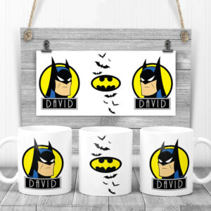 Cana Batman, cadou supereroi pentru copii, personalizată cu nume, 350ml, ceramică