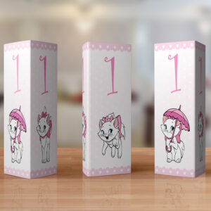 Numere de masă Pisica Marie personalizate, 20x29cm, carton lucios 240g, culoare roz