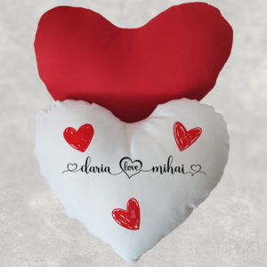 Pernă inimă de Valentines cu mesaj, 40x40cm, poliester moale