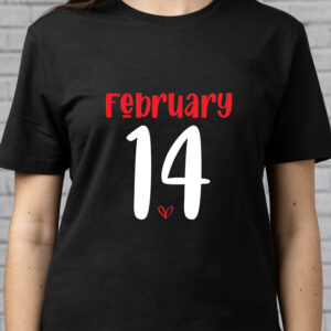 Tricou 14 Februarie, Valentine's Day, Regular Fit, Imprimeu rezistent, Bumbac 100%, Culoare negru