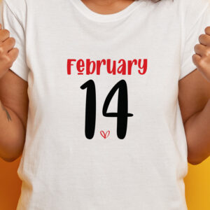 Tricou 14 Februarie, Valentine's Day, Regular Fit, Imprimeu rezistent, Bumbac 100%, Culoare alb