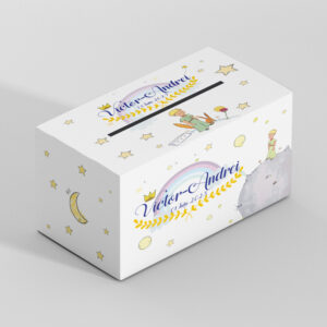 Cutie pentru plicuri Micul Prinţ, carton fotografic 300g, 33x23x23cm, culoare galben cu albastru