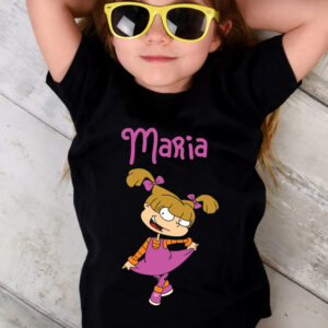 Tricou fetiţe Angelica Pickles personalizat cu nume, bumbac 100%, regular fit, imprimeu rezistent, culoare negru