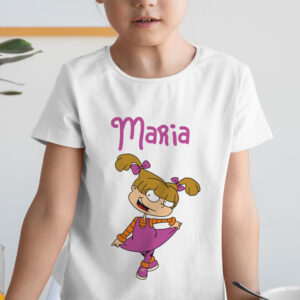 Tricou fetiţe Angelica Pickles personalizat cu nume, bumbac 100%, regular fit, imprimeu rezistent, culoare alb