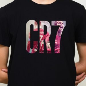 Tricou copii CR7 Ronaldo, bumbac 100%, regular fit, imprimeu rezistent, culoare negru