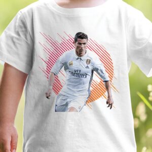 Tricou copii Cristiano Ronaldo, bumbac 100%, regular fit, culoare alb