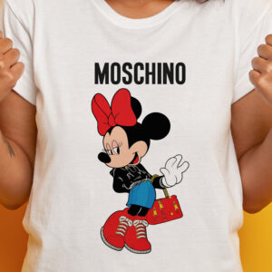 Tricou Moschino Minnie Mouse, rezistent la spălări, bumbac 100%, Regular Fit, culoare alb