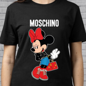 Tricou Moschino Minnie Mouse, rezistent la spălări, bumbac 100%, Regular Fit, culoare negru